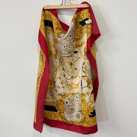 Zodiac Scarf Made In Italy by Isotoner inRed, Gold and Navy Signature Collection - Picture 3 of 14